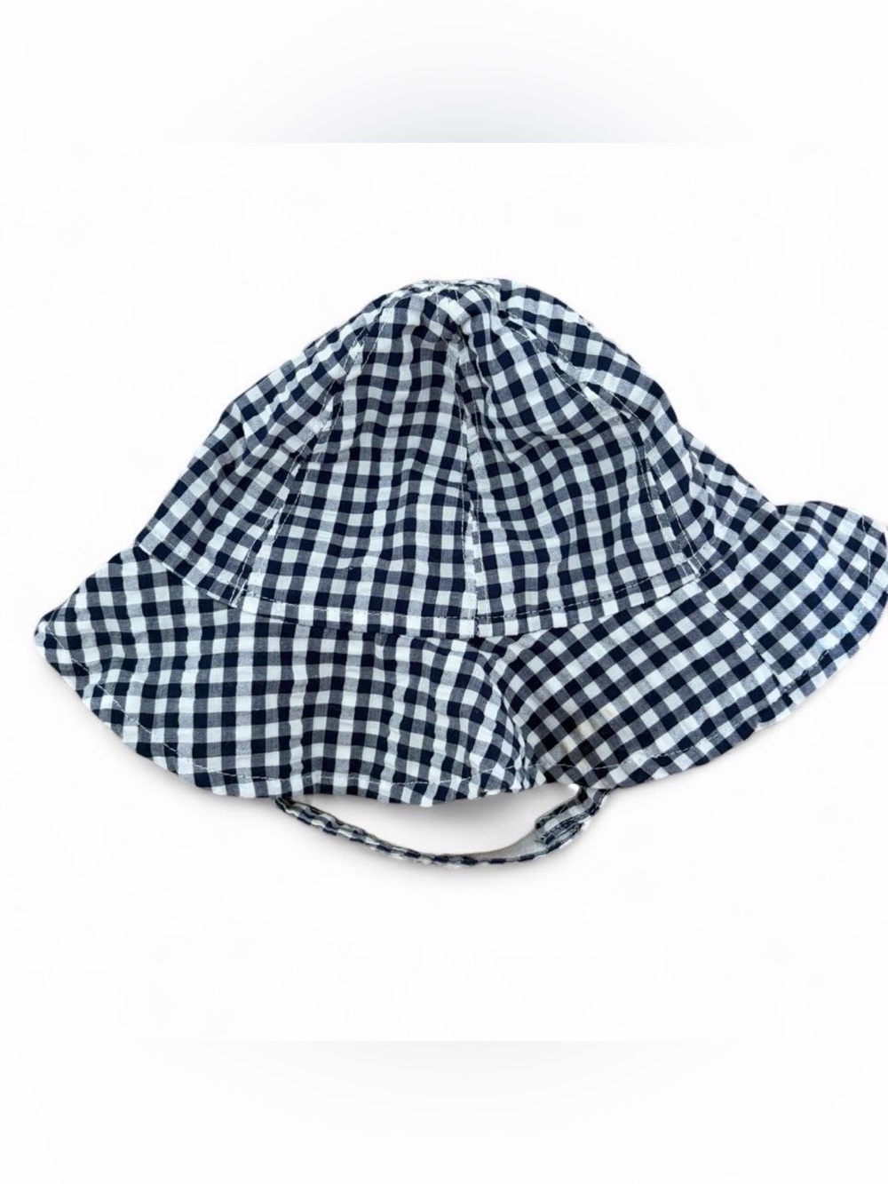 9M Baby sunhat navy and white with chin strap beach summer